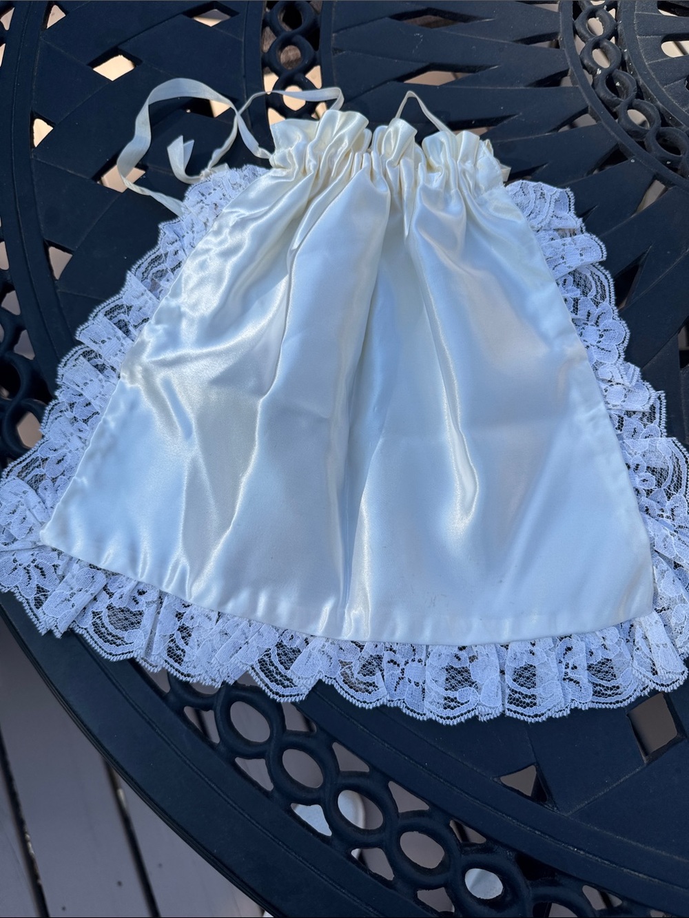 Vintage Draw String Bag wedding christening bridal bag pouch tote